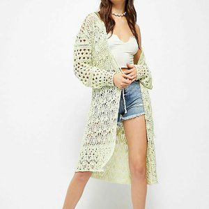 Free People Sweet Talker Crochet Cardigan in Honeydew Size XS NWT